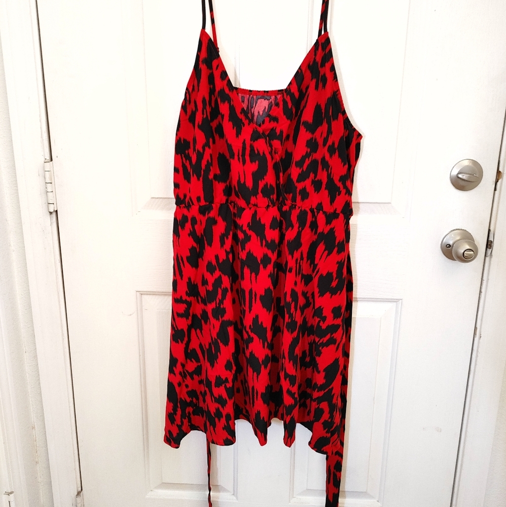 Red and Black Midi Dress
